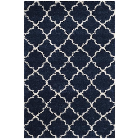 Flowers First 6 x 9 ft. Hudson Shag Power Loomed Rug, Navy & Ivory - Medium Rectangle FL1889486